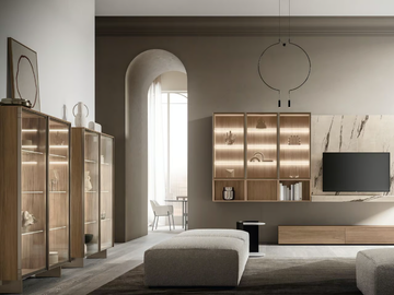 LUXURY - Sectional wooden display cabinet with integrated lighting by Santalucia Mobili - view 3